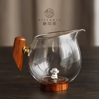 Ly thủy tinh chịu nhiệt tay nhà bằng bạc có tay cầm bằng gỗ đóng cốc kiểu trà Kung Fu kiểu Nhật đặt trà biển - Trà sứ bình giữ nhiệt pha trà