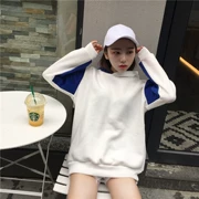 Mùa thu của phụ nữ Hàn Quốc phiên bản của Harajuku phong cách tay áo màu sắc phù hợp với sinh viên dài tay cộng với nhung trùm đầu áo len những người yêu thích áo sơ mi