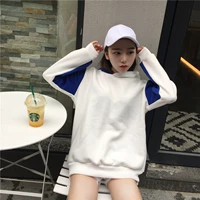 Mùa thu của phụ nữ Hàn Quốc phiên bản của Harajuku phong cách tay áo màu sắc phù hợp với sinh viên dài tay cộng với nhung trùm đầu áo len những người yêu thích áo sơ mi áo khoác nữ hàng hiệu