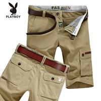 Playboy mùa hè bảy quần short nam quần 5 điểm quần yếm lỏng mùa hè bông bãi biển quần âu quần áo nam