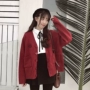 Mùa thu Nhật Bản thêu V-Cổ lỏng đan cardigan bf Harajuku phong cách áo khoác sinh viên nhỏ tươi mềm chị áo len nữ áo công sở nữ