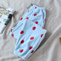 Бархатные синие штаны для отдыха, клубника