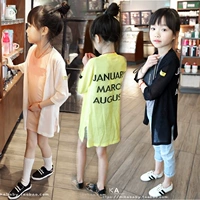Trẻ em quần áo cô gái bé 2018 mùa hè mới Hàn Quốc phiên bản của các cô gái điều hòa không khí áo sơ mi phần mỏng đan áo khoác cardigan triều áo khoác bé gái 6-14 tuổi