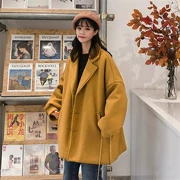 Mùa thu đông 2018 phiên bản mới của Hàn Quốc lưới ngắn màu đỏ cổ áo phù hợp với áo khoác len nam nhỏ kiểu áo len nữ