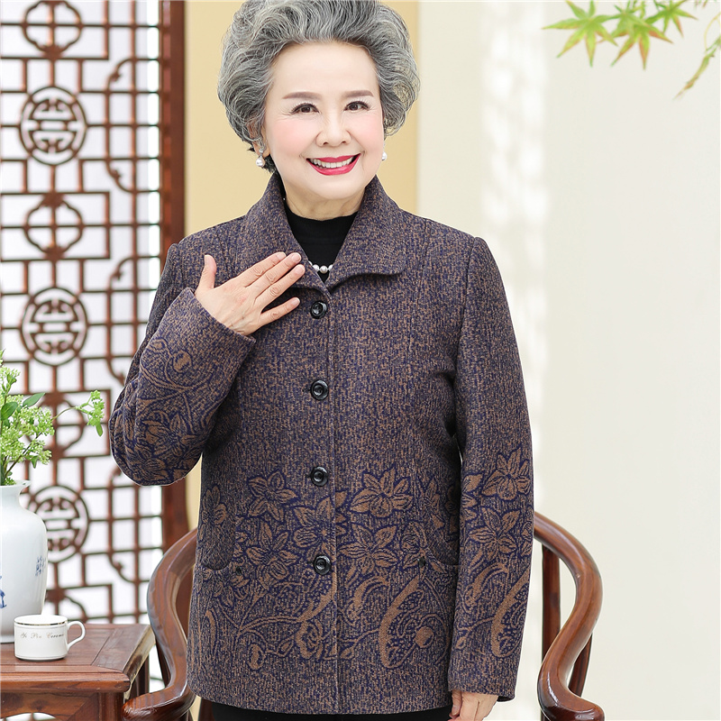 Camel Topaged Women's wear 60 year 70 spring and autumn Tang costume Cardigan loose coat Granny Costume spring clothes old lady Lapel Put on your clothes 80