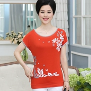 Mùa xuân và mùa hè mẹ nạp quần áo phụ nữ trung niên phương thức trên phụ nữ trung niên của kích thước lớn ngắn tay T-shirt 40-50 tuổi