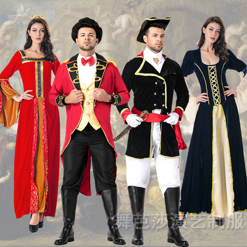 欧洲贵族服装男女款中世纪贵族小姐服英国复古宫廷服装伯爵cos服 淘宝网