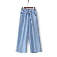Летние тонкие освежающие джинсы, штаны, эластичная талия, свободный крой