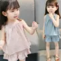 Quần áo trẻ em nữ phù hợp với trẻ sơ sinh nữ quần áo trẻ sơ sinh nước ngoài mùa hè Phiên bản Hàn Quốc của thời trang mùa hè trẻ em hai mảnh - Phù hợp với trẻ em áo quần trẻ em