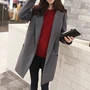 2018 mới mùa thu và mùa đông phần dài của phiên bản Hàn Quốc của dòng bãi lớn áo khoác dài tay chất béo mm Slim len áo khoác phụ nữ mới của - Áo khoác dài áo khoác nữ kaki