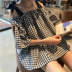 Hàn quốc phiên bản của thai sản quần áo phù hợp với mùa hè ngắn tay kẻ sọc sling mang thai quần áo hai mảnh quần short mùa hè triều mẹ mùa hè Áo thai sản
