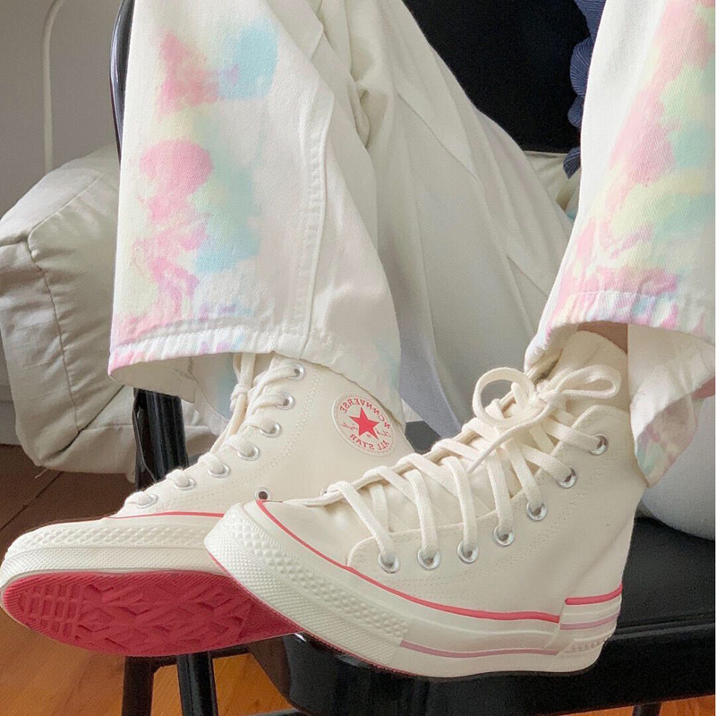 WhitePeach cooked Yes Warrior  ow jointly cherry blossoms Explosive modification canvas shoe female fairy cream shoes summer Thin Summer style Women's Shoes