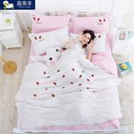 Xintai cừu sản xuất phong cách Hàn Quốc mềm da quilt rửa thêu seersucker mùa hè mát mẻ là bốn bộ của khỏe mạnh naked ngủ
