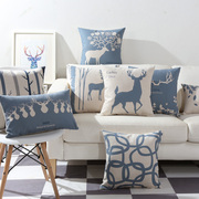 Bông và vải lanh gối Bắc Âu đệm gối sofa rừng thời trang Bắc Âu hươu hiện đại nhỏ gọn màu xanh hươu