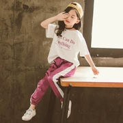 Bộ đồ cho bé gái mặc mùa hè 2019 Sản phẩm mới Big Kids Thời trang thể thao Quần ngắn tay ngắn Quần hai mảnh Ocean - Phù hợp với trẻ em