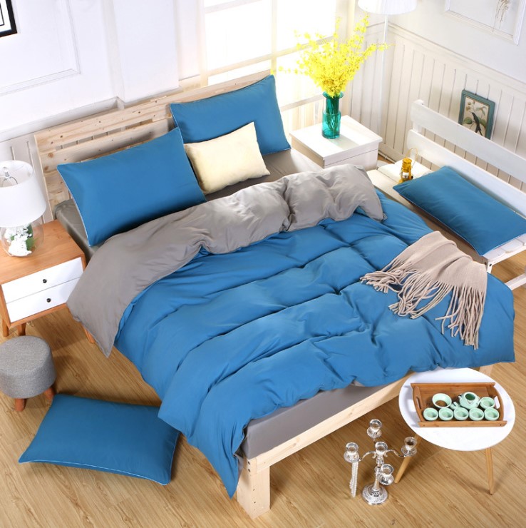 Royal BlueCottonBedsheetssetquiltcoverpillowcasebedding4sets