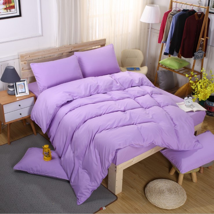 VioletCottonBedsheetssetquiltcoverpillowcasebedding4sets