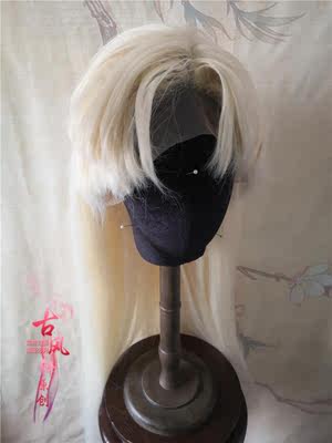 taobao agent Gufeng Xuan light gold -colored hand hook catfish head fluffy wig cosplay anime male wolf tail top length