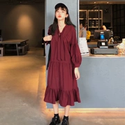 Áo dài cánh sen tươi dài Một chiếc váy từ mùa thu nữ 2018 phiên bản mới của Hàn Quốc của chiếc cà vạt lỏng lẻo