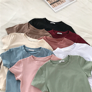 Đầu mùa thu mới của phụ nữ Hàn Quốc phiên bản của tính khí đơn giản cơ bản ngắn tay T-Shirt nữ sinh viên là mỏng ngắn giản dị đáy áo sơ mi áo phông nữ cao cấp