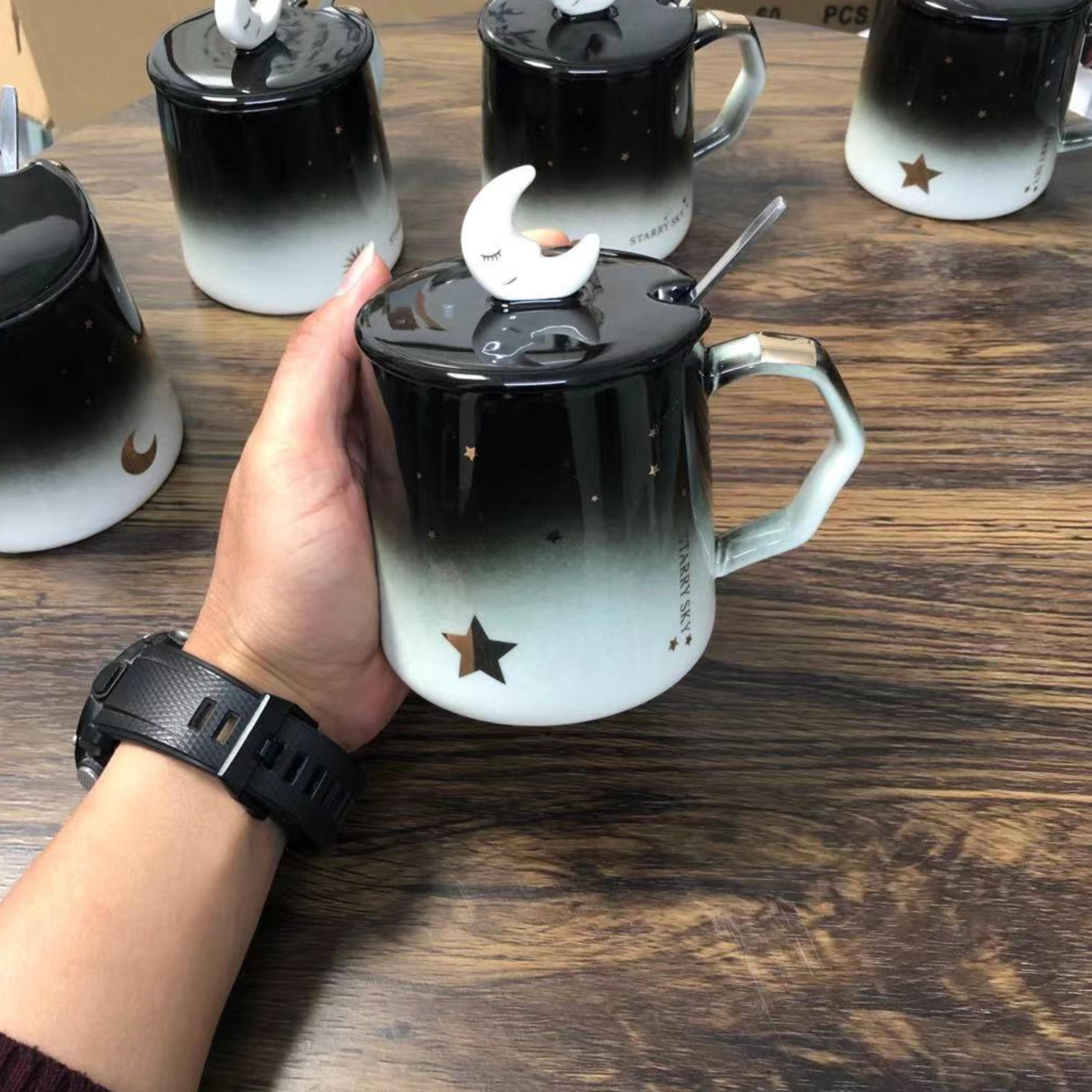 Star Cup & StarsCartoon ceramics Girlish heart unicorn Mug Water cup female With cover originality trend office lovers powder Unicorn