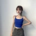 Mùa hè của phụ nữ Hàn Quốc phiên bản của cross-back lại Slim sling bên ngoài mặc dưới vẻ đẹp trở lại vest với ngực pad áo sơ mi ngắn thời trang nữ Áo ba lỗ