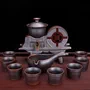 Hạt cối xay gió gốm kungfu đầy đủ bán tự động bộ trà lười sáng tạo nhà công ty tùy chỉnh chữ quà tặng - Trà sứ ấm pha trà thủy tinh có lọc