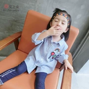 Áo sơ mi nữ tay dài 2019 xuân hè mới phiên bản Hàn Quốc của ve áo trẻ em hoang dã trong chiếc áo sọc dài 0652 - Áo sơ mi