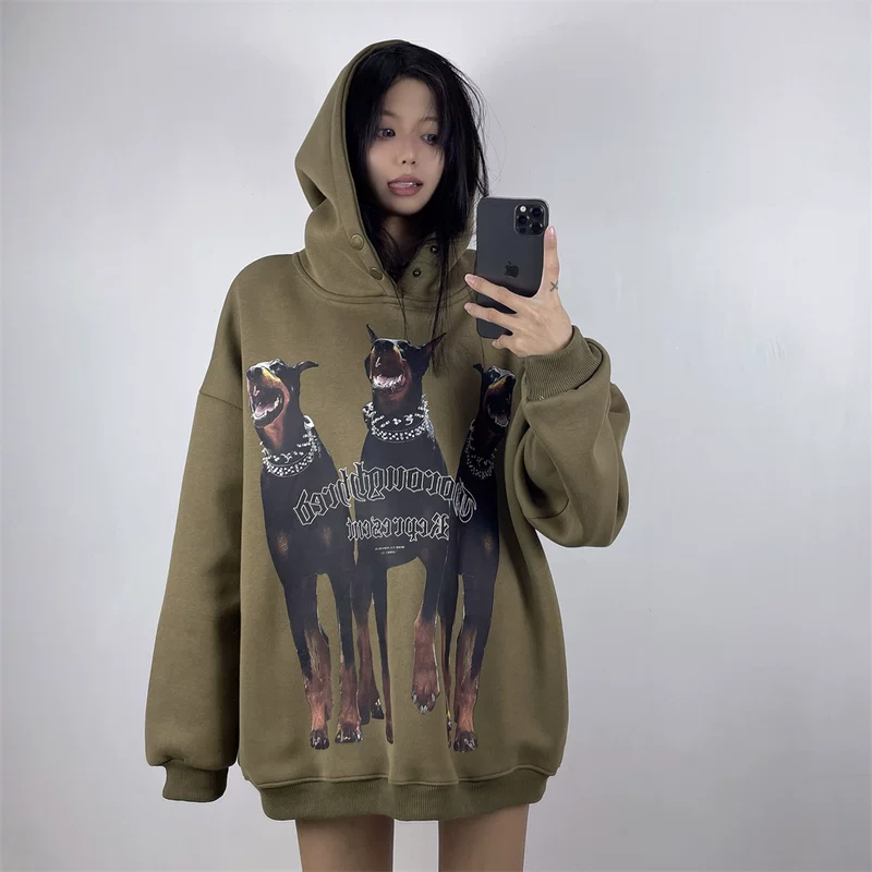 Осенний ретро-худи, европейский стиль, oversize, для любимых