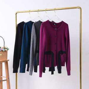 G ¥ 7 vòng cổ cardigan hàng duy nhất đa nút thời trang áo khoác ngắn 2018 mùa thu lỏng thoáng khí áo len nữ C DK áo len dài