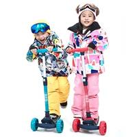 Детский лыжный удерживающий тепло лыжный костюм, комбинезон, ветрозащитные штаны подходит для мужчин и женщин, водонепроницаемый раздельный комплект, увеличенная толщина