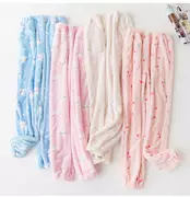 Flannel Pyjama Quần nam Mùa đông dày Kích thước lớn Lông cừu San hô Màu đơn giản Quần ấm áp Quần nhà