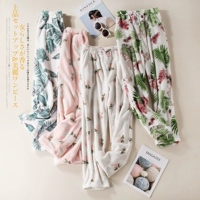 Mùa thu và mùa đông phụ nữ flannel pyjama quần kích thước lớn dày lông cừu san hô quần quần giản dị cặp vợ chồng nhà dễ thương quần ngủ nam