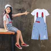 361 hot sale là quần áo trẻ em thương hiệu dành cho nữ mùa hè mới dành cho trẻ em denim bib cực kỳ thời trang - Khác