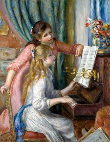 Renoir022 Renoir Piano Piano Two Girl Miw Painted Frapers 65x50см