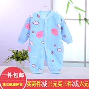 Trẻ sơ sinh những đứa trẻ sơ sinh flannel tay áo dài romper romper mùa xuân và mùa đông mùa đông cộng với đồ ngủ nhung san hô nhung