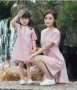 Cha mẹ và con mùa xuân và mùa hè váy mẹ và con gái tang phù hợp với phong cách quốc gia retro bông và vải lanh giản dị Trung Quốc phong cách kích thước lớn 2018 mới bộ thun đẹp gia đình