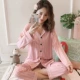 Bộ đồ ngủ nữ mùa xuân và mùa thu mùa đông dày áo len cotton dài tay Hàn Quốc mặc ngoài cotton giam cầm dịch vụ nhà hai mảnh - Nam giới