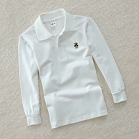 Quần áo trẻ em nam dài tay áo thun cotton mùa thu lưới trắng tinh khiết trẻ em lớn POLO áo sơ mi trẻ em đồng phục áo sơ mi trường học - Áo thun áo thun em bé