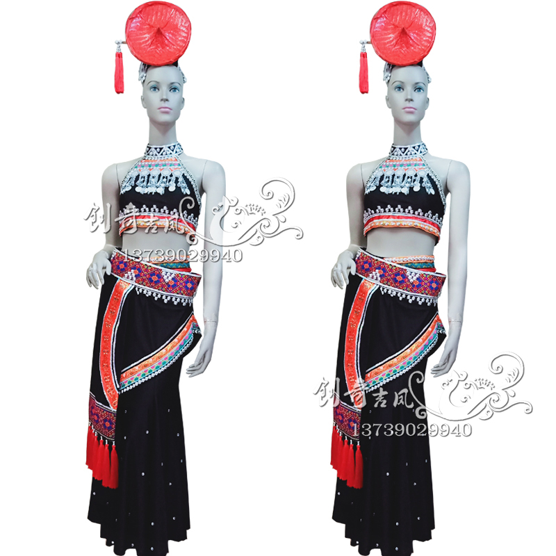Full Set Of Black Clothes 480 Yuanmajor Customized Dai nationality like like picturesque Dance Costume Shao Duoli prop costume Dai nationality Solo Dance clothing