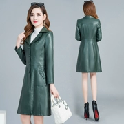 Áo khoác lửng nữ mùa xuân 2018 cho nữ trung niên áo khoác da gió PU nữ dài phần thời trang Hàn Quốc của mẹ tự luyện khí chất