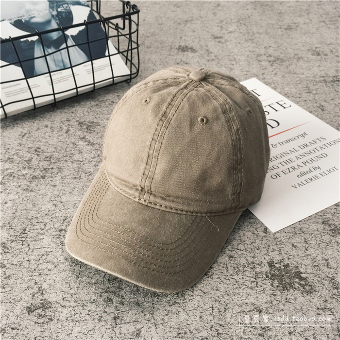 KhakiHat female summer Korean version Versatile Solid color Baseball cap ins washing sunshade peaked cap summer student male street tide