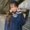 Hàn quốc phiên bản của mùa thu và mùa đông 2018 new hoang dã v cổ hit màu lỏng hải quân áo len nữ dài tay áo đan sinh viên áo sơ mi
