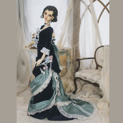 taobao agent [Yuyu Sauce] BJD/SDGR 3-point baby clothes classical mop long skirt/dress*blue velvet*-only display