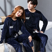Mùa đông dày ấm phim hoạt hình vài bộ đồ ngủ flannel dài tay nam và nữ san hô lông cừu đồ ngủ nhà dịch vụ phiên bản Hàn Quốc