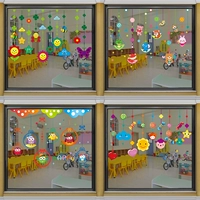 Креативные глянцевые наклейки для детского сада, оконная наклейка, мультяшное милое двусторонное украшение, защита от солнца