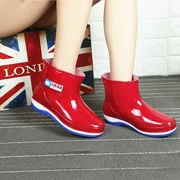 Giày đi mưa mùa xuân và mùa hè cho nữ ống ngắn Giày đi mưa Hàn Quốc trong ống thấp cộng với bộ giày cao su cashmere làm giày chống nước cho người lớn