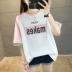 Mùa hè 2019 mới màu cam nữ của phụ nữ Phiên bản Hàn Quốc của áo phông rộng tay rộng mỏng manh hoang dã - Áo phông Áo phông