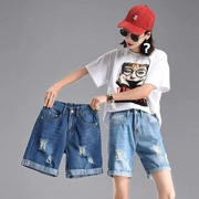 Mùa hè mới còng ladies jeans bốn điểm quần short đàn hồi eo casual lỗ sinh viên lỏng hoang dã kích thước lớn