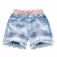 Quần bé gái mùa hè 12 tuổi Quần short bé gái denim mặc 4-5-6-7 Quần short trẻ em tám tuần hè - Quần jean quần áo cho bé